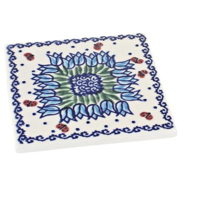 Blue Rose Polish Pottery Garden Tulip Tile