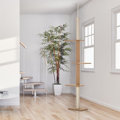 Light Brown Sisal Floor to Ceiling Cat Tree Tower
