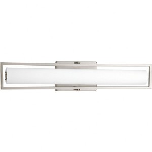 Progress Lighting Frame Collection, 1-Light Bath Vanity Fixture, Brushed Nickel, Circular Etched Opal Glass Shade - 1 of 4