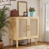 Rattan Accent Buffet Cabinet, Solid Wood Base - 4 of 4