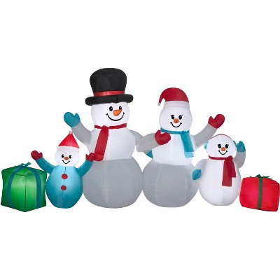 Gemmy Christmas Inflatable Snowman Family Scene with Gifts, 4.5 ft Tall, Multi