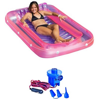 New Swimline 9052 71" Swimming Pool Inflatable Tub Lounger w/ 12 Volt Air Pump