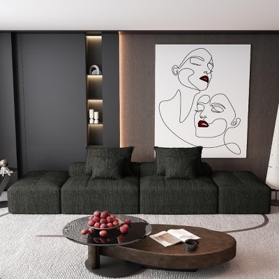 4 PCS Modern Oversized Modular Sofa, DIY Combination Sofa with 2 Ottomans, Tufted Sofa with Chenille Fabric Pillows-Baofuwish