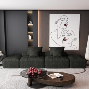 4 PCS Modern Oversized Modular Sofa, DIY Combination Sofa with 2 Ottomans, Tufted Sofa with Chenille Fabric Pillows-Baofuwish - 1 of 4
