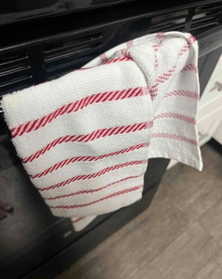 2 Piece Kitchen Towel Set Christmas Red & White Stripe Holiday Time New