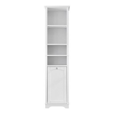 VANIRROR 64" Tall Bathroom Storage Cabinet, Slim Freestanding Bathroom Cabinet for Small Spaces with 4 Adjustable Shelves, Laundry Hamper