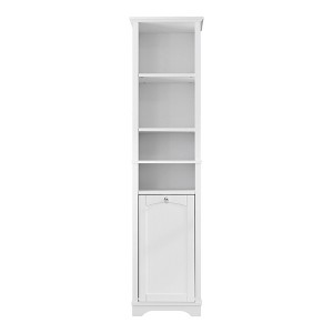 VANIRROR 64" Tall Bathroom Storage Cabinet, Slim Freestanding Bathroom Cabinet for Small Spaces with 4 Adjustable Shelves, Laundry Hamper - 1 of 4