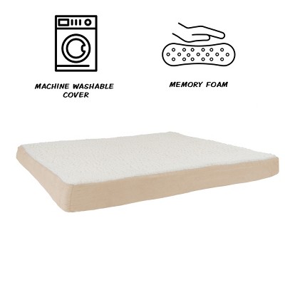 Large Tan Orthopedic Memory Foam Dog Bed with Washable Cover