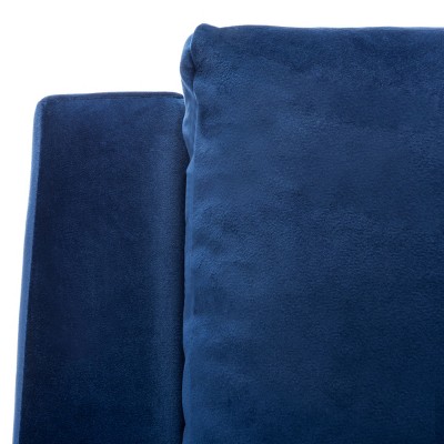 Contemporary Navy Velvet Armchair with Solid Oak Legs