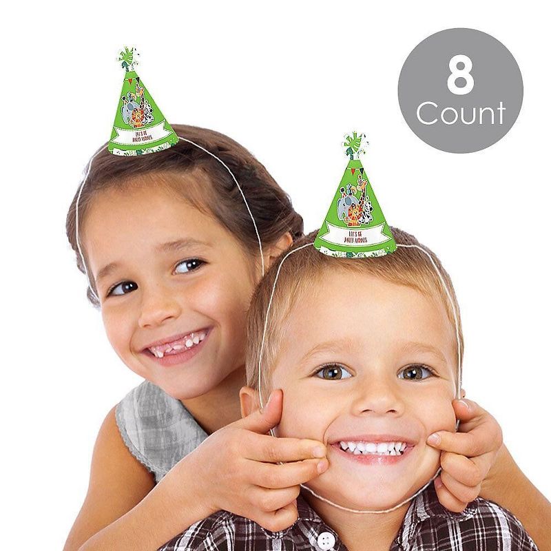 Big Dot of Happiness Jungle Party Animals - Mini Cone Safari Zoo Animal Birthday Party or Baby Shower Hats - Small Little Party Hats - Set of 8, 2 of 9