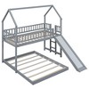 Okak Twin over Full Wood Bunk Bed with Built-in Ladder & Slide House Bed with Safety Full-Length Guardrail for Kids Teens, Easy Assemble, Gray - 4 of 4