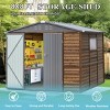8x8 FT Outdoor Tool Shed, Iron & Wood Garden Storage Shed for Tools and Equipment, Weather-Resistant Garden Tool Organizer – Cuddlewood - 3 of 4