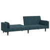 vidaXL Velvet Sofa Bed - Blue 2-Seater Convertible Loveseat/Couch w/Pillows | Twin-Size Daybed for Office, Living Room, Guest Room - 3 of 4