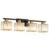 POWLIG 28.9-in 4-Light Black Gold Modern Luxury Bathroom Vanity Light with Crystal Shade - 3 of 4
