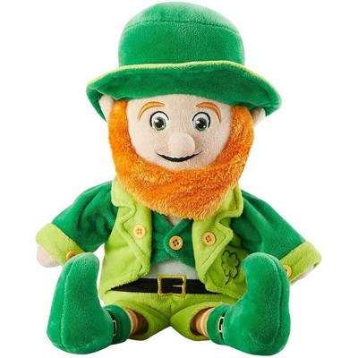 Juvale Stuffed Leprechaun Plush Toy for Kids, Green Mr. O'Leary Soft Doll for St. Patrick's Day Gifts, 9 x 14 in