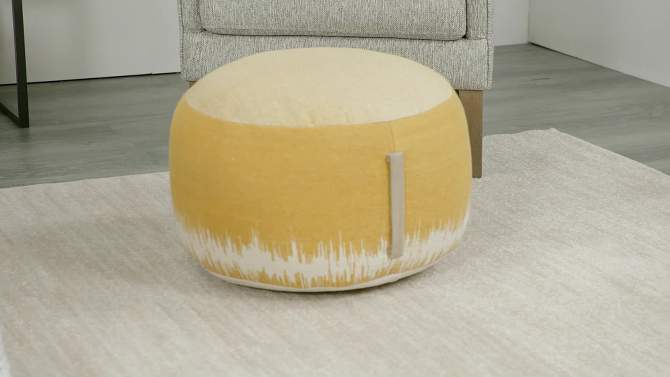 Mina Victory Life Styles Stonewash 20" x 20" x 12" Indoor Drum Pouf with Handle, 2 of 13, play video