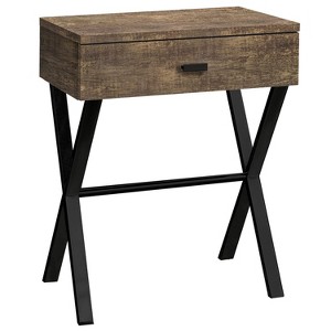 Monarch Specialties Accent Table Side End Nightstand Lamp Storage Drawer Living Room Bedroom Metal Laminate Brown Black Contemporary Modern - 1 of 4