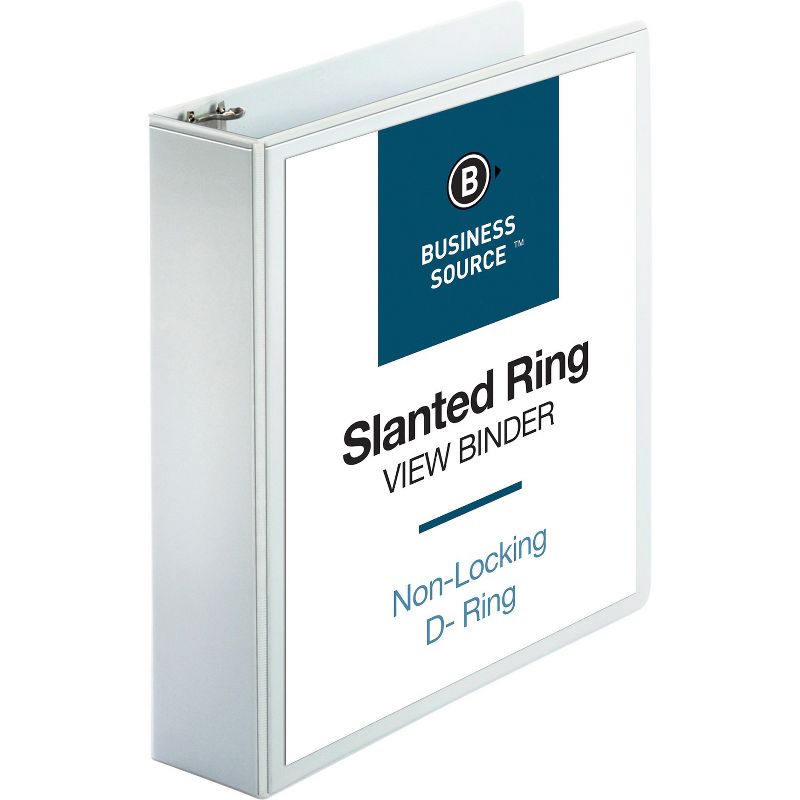Business Source D-Ring Binder w/ Pockets 2" Capacity White 28442, 1 of 9