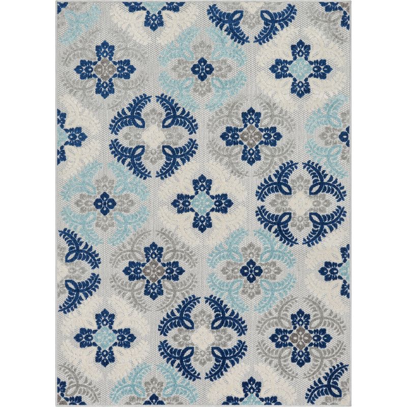 Well Woven Loewy Mediterranean Medallion Indoor OutdoorHigh-Low Pile Area Rug, 1 of 9