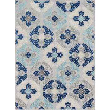 Well Woven Loewy Mediterranean Medallion Indoor OutdoorHigh-Low Pile Area Rug