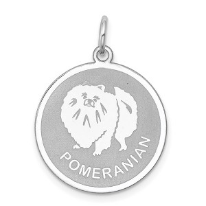 Black Bow Jewelry Sterling Silver Laser Etched Pomeranian Dog Pendant, 19mm - 1 of 4
