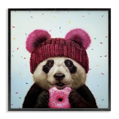 Stupell Industries Happy Panda Bear with Donut, 17" x 17"