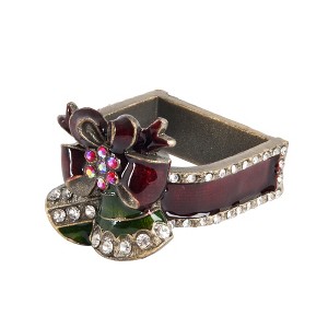 Saro Lifestyle Xmas Bell Napkin Ring, Red (Set of 4) - 1 of 3