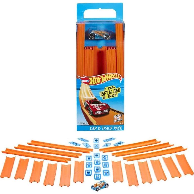 Hot Wheels Track Builder Straight Track Set, 37 Component Parts & 1:64 Scale Toy Car, 1 of 7