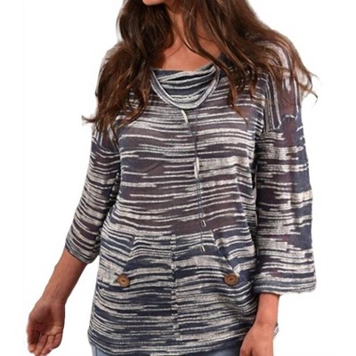 Women's Pocket Cowl Neck 3/4 Sleeve Tunic - ANGEL