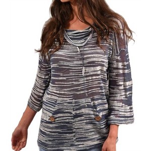 Women's Pocket Cowl Neck 3/4 Sleeve Tunic - ANGEL - 1 of 2