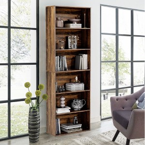 6 Shelf Wood Bookcase Freestanding Bookshelf for Home Office Library Small Narrow Space(9.5" D x 23.6" W x 70.8" H,6-Layers) - 1 of 4