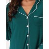 cheibear Women's Long Sleeve Notched Lapel Button Down Lounge Nightshirt - 4 of 4