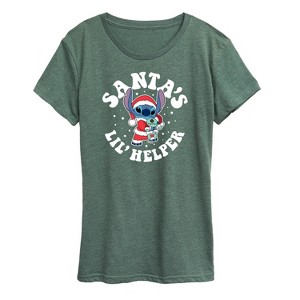 Women's - Lilo and Stitch - Santas Lil Helper Christmas Short Sleeve Graphic T-Shirt - 1 of 4
