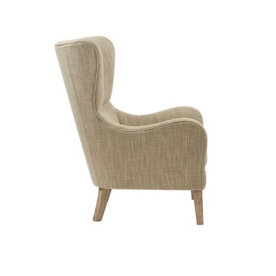 Taupe Multi High Wingback Accent Chair with Wood Legs