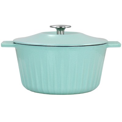 Gibson Enameled Cast Iron 3 Quart  Embossed Stripe Dutch Oven with Lid