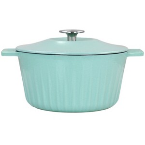 Gibson Enameled Cast Iron 3 Quart  Embossed Stripe Dutch Oven with Lid - 1 of 4
