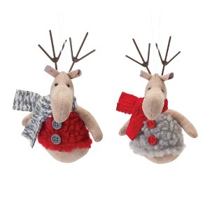 Melrose Plush Deer with Sweater Ornament (Set of 12) - 1 of 4