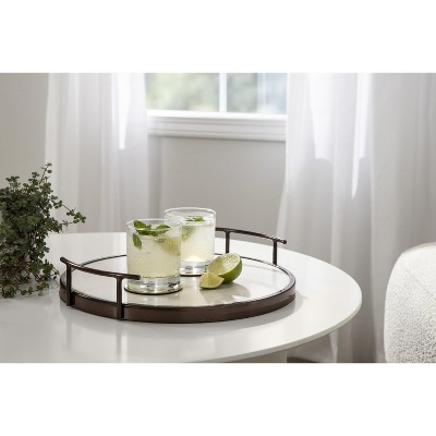 Elegant Round 14'' Bronze Marble Display & Serving Tray