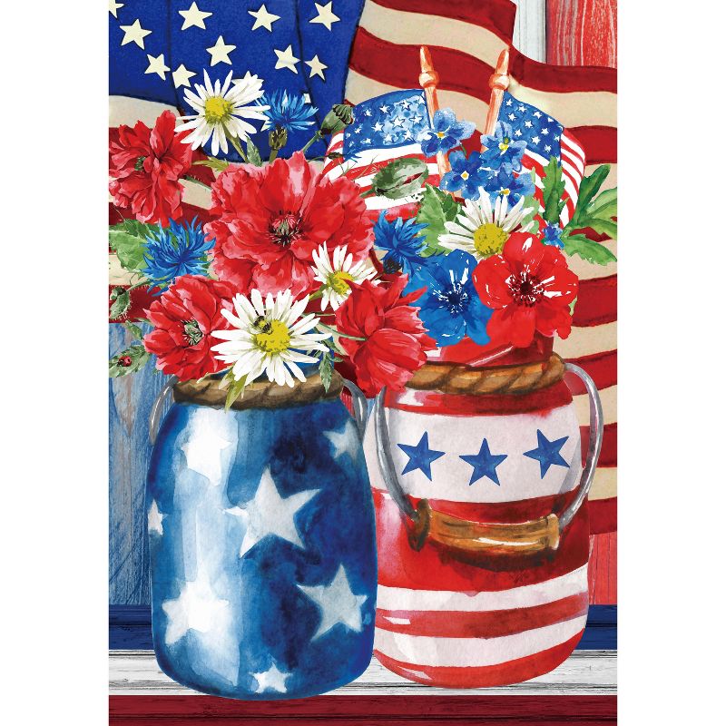 Northlight Floral Bouquet Patriotic  Outdoor House Flag 28" x 40", 3 of 4