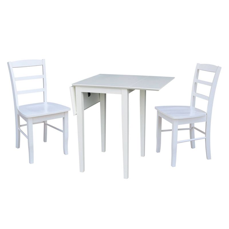Small Dual Drop Leaf Dining Table with 2 Madrid Ladderback Chairs White - International Concepts, 4 of 8
