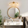 Modern Gold Bathroom Vanity Light 3-Light, Globe Ribbed Glass Shade Wall Sconce for Mirror Lighting - 3 of 4