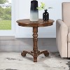 HomeStock Pedestal End Table Solid Wood Veneer Finish with Turned Body Scroll Feet Traditional Accent Table for Any Room - 3 of 4