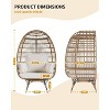 Egg Chair Wicker Outdoor Chairs, Oversize Patio Chair Rattan Lounger Chair w/ 4 Cushions & Steel Frame Stand for Indoor Outdoor Patio Backyard - 2 of 4