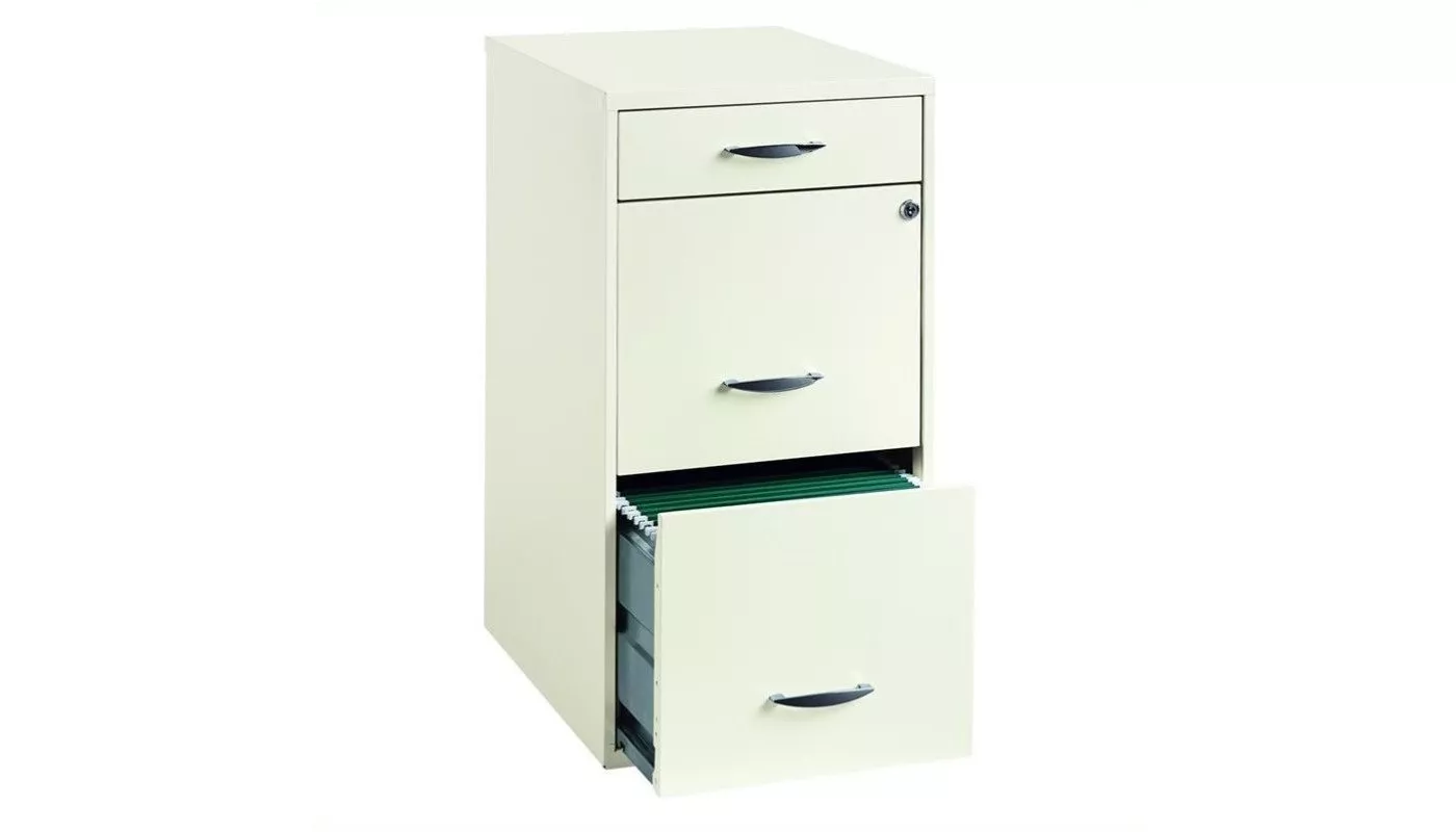 Steel 3 Drawer Steel File Cabinet in White-Pemberly Row - image 1 of 2