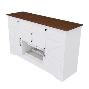 Dexmalle White Farmhouse Buffet Sideboard with Adjustable Shelf and Wind Rack - 1 of 4