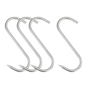 Unique Bargains Stainless Steel S-Shaped Utility Fish Beef Hanging Meat Hook 4 Pcs - 1 of 4