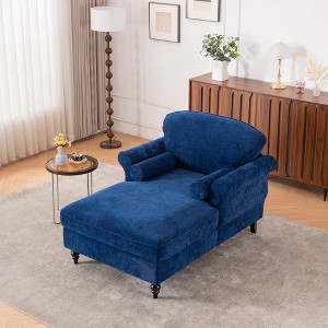 GDFStudio Jerome Modern 59.3" Chenille Upholstered Oversized Chaise Lounge with Spindle Wooden Legs - 1 of 4