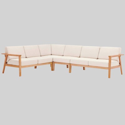 Sedona 4pc Outdoor Patio Eucalyptus Wood Sectional - Natural/Taupe - Modway