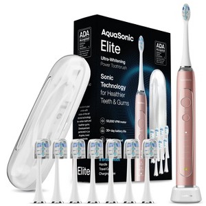 AquaSonic Elite Rechargeable Electric Toothbrush Set - ADA Accepted, 5 Modes, Travel Case, 8 Brush Heads - 1 of 4