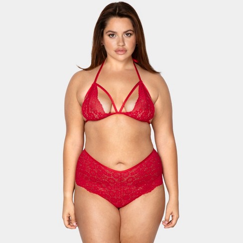 Smart & Sexy Women's Lace Bralette And Crotchless Panty Set : Target